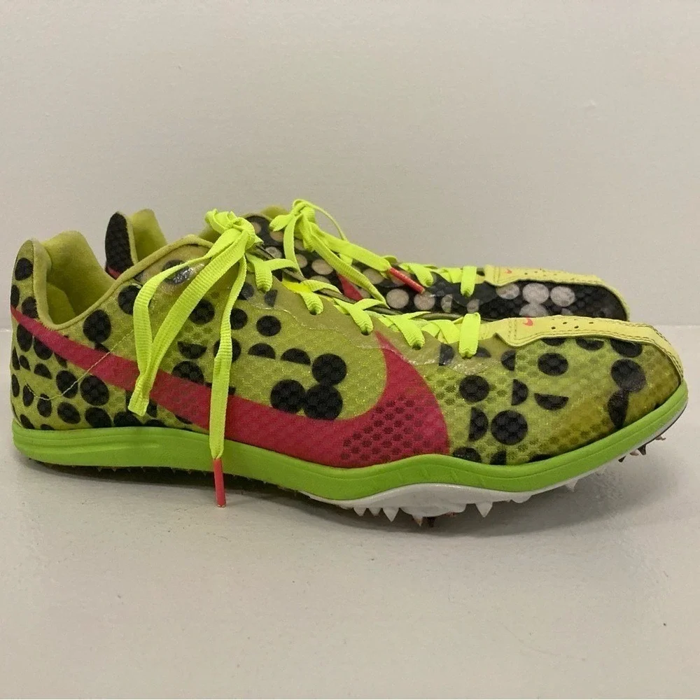 Nike Zoom Neon Highlighter Yellow Track Shoes w/Black and‎ Pink Accents